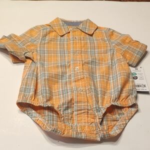Orange Plaid Kids Collar Shirt Onesie